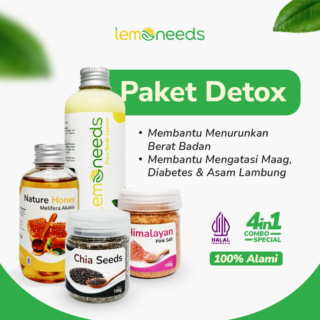 

Paket 4 in 1 (Lemoneeds 250ml, himalayan salt 100gr, Madu 100gr, Chiaseed 100gr)