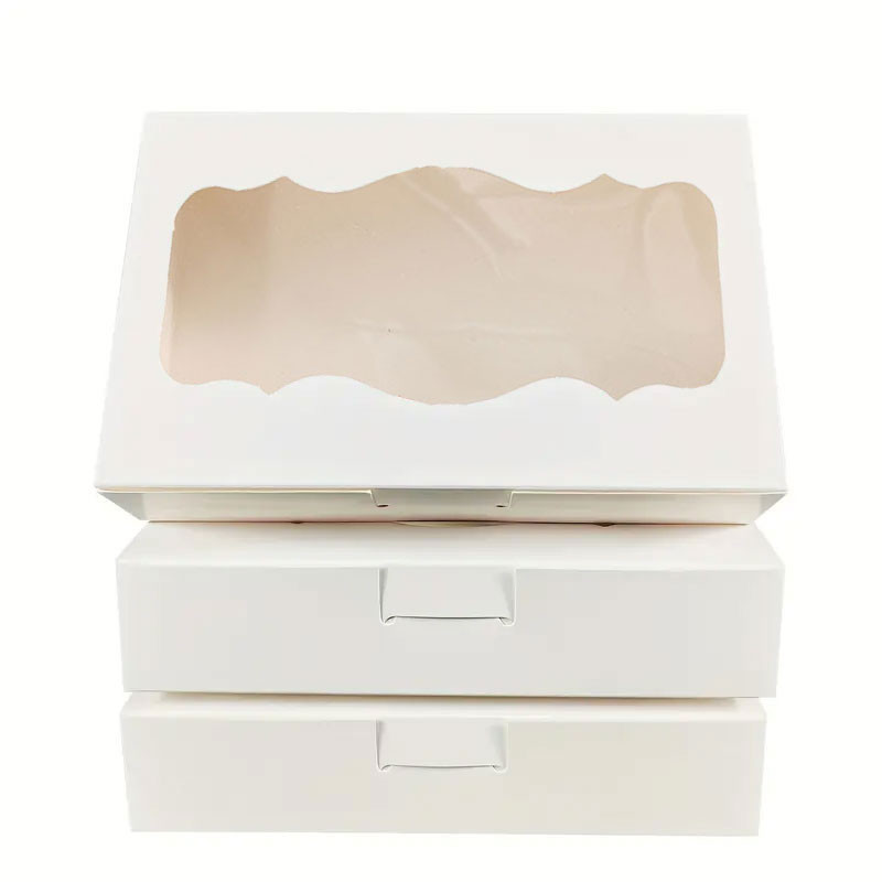 

10Pcs White Kraft Paper Gift Box Containers With Clear Window-Perfect for Packaging,Wedding,Party,Christmas,Birthday Decorations