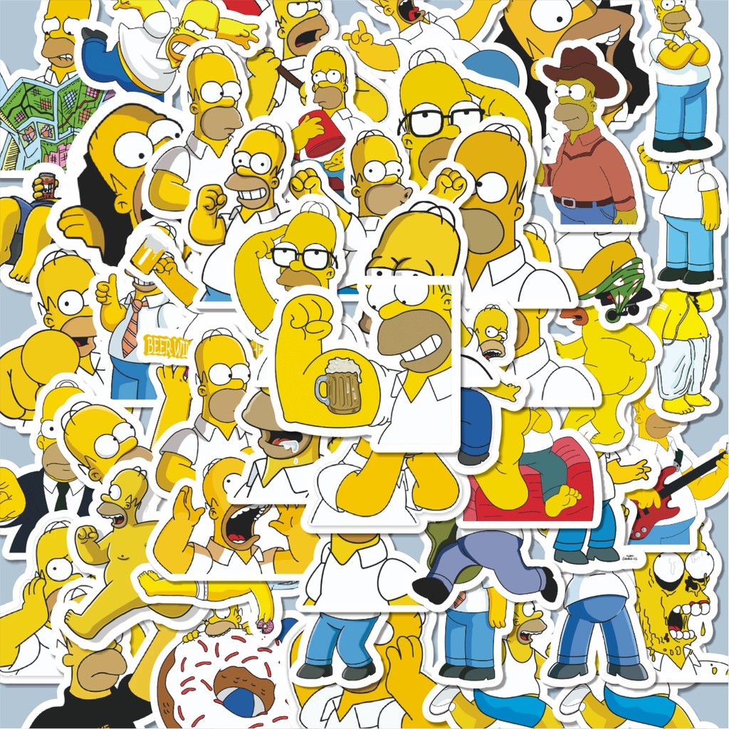 

100PCS Lucu Stiker The Simpson Series Homer Stiker Aesthetic Stiker Anti Air Stikers Berperekat Waterproof sticker decal buat Motor Helm Buku Journal Koper Casing HP Laptop Botol Minum Hadiah anak