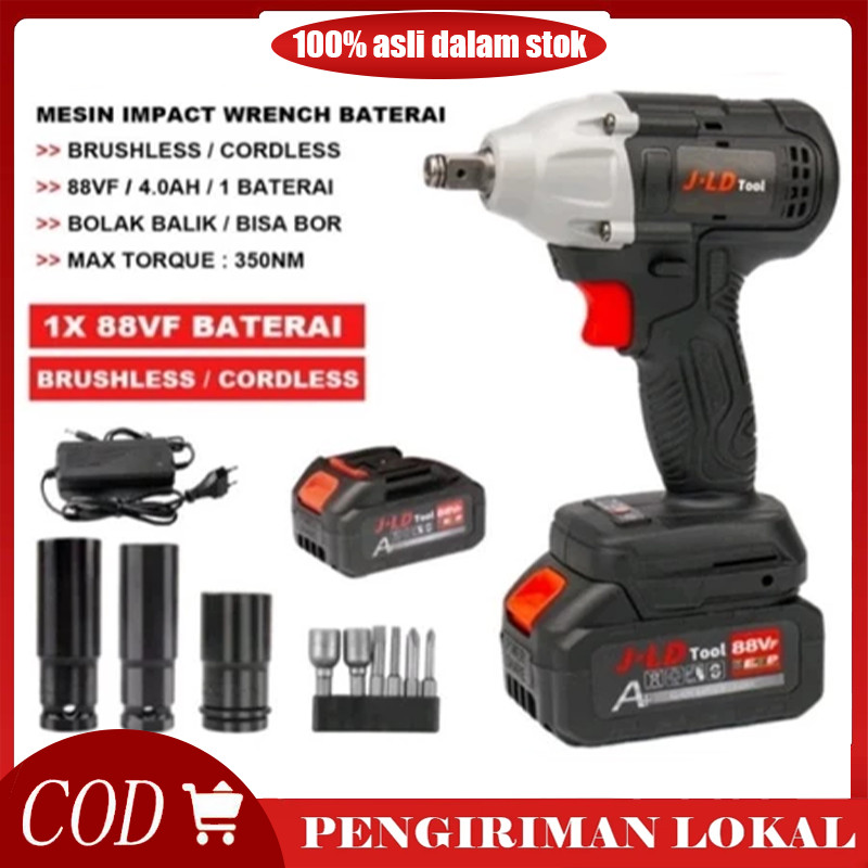 98V Impact Wrench Cordless Electric Impact Wrench 13 Buah Set 98V Impact Wrench Brushless Bor Batera