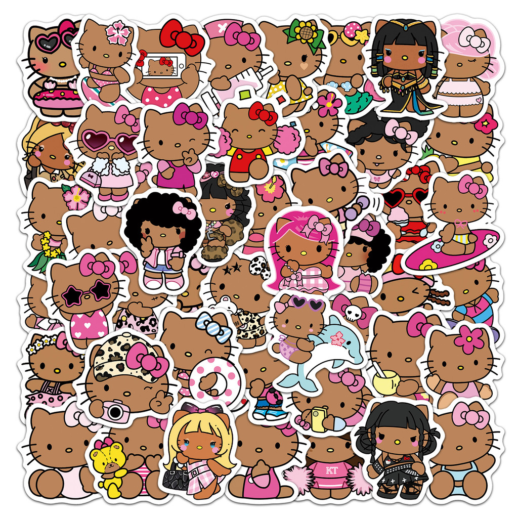 

50Pcs Cute Sanrio Hello Kitty Series Cartoon Cute Waterproof Sticker Skateboarding Retro home decal Sticker