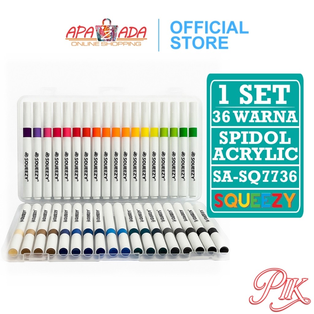 

Spidol Akrilik [1 Set - 36 Warna] / Pena Cat / Acrylic Marker Squeezy SA-SQ7736