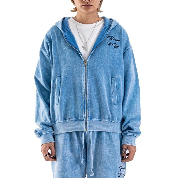DENIMITUP washed - Chroma blue turkish - Hoodie pria