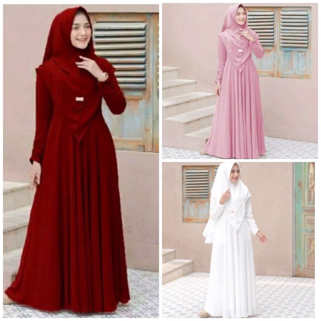 NAYRA SYARI GAMIS BUSUI JILBAB 2 LAYER UKURAN XL SET MURAH BUSUI POLOS MAXI DRESS GAMIS PESTA LEBARA