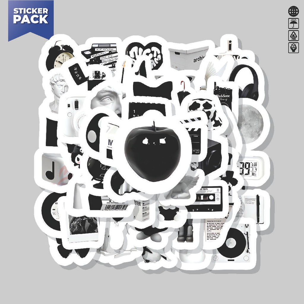 

[100PCS]Stiker Pack Stiker Nordic Classic Black & White [Klasik Nordik Hitam & Putih] Aesthetic Vinyl Anti Air Dekorasi Sticker Laptop Buku Journal Koper Helm Casing HP Gitar Helm Skateboard