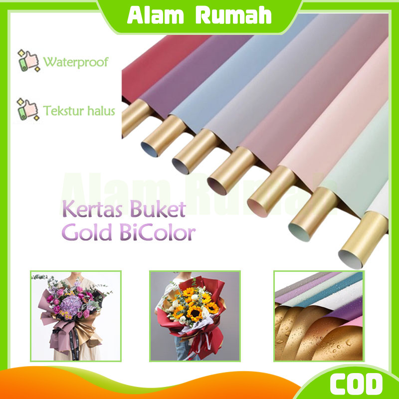 

Kertas Bunga Cellophane Dua Warna/ Gold Flower Wrapping Paper/ Bi Color Gold 2 Warna Kertas Buket Bunga