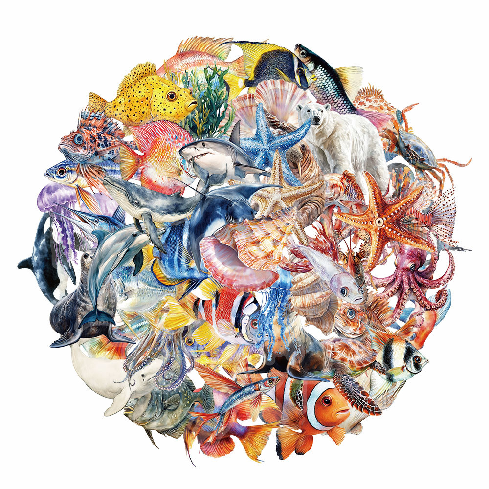

50PCS Marine Life Decorative Stickers Handbooks Personalized Computer Phone Cases Stickers Garden Series Waterproof Stickers