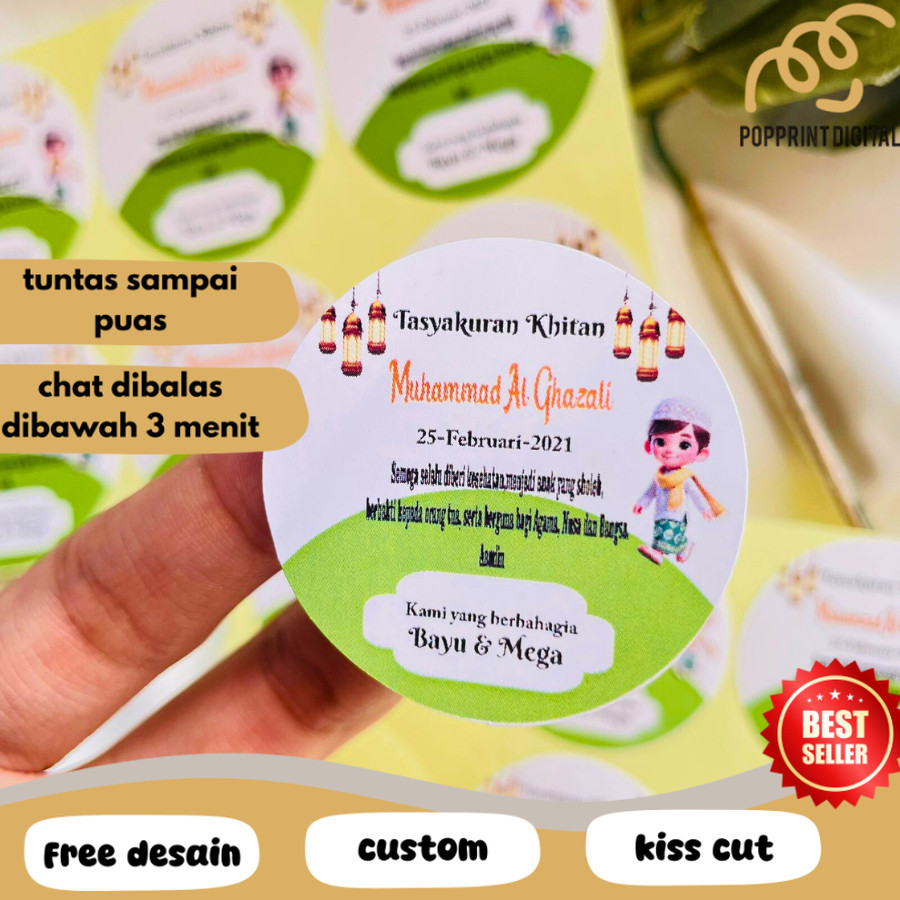 

PpD 2-6 STIKER LABEL CHROMO TASYAKURAN KHITAN SYUKURAN WALIMATUL KHITAN