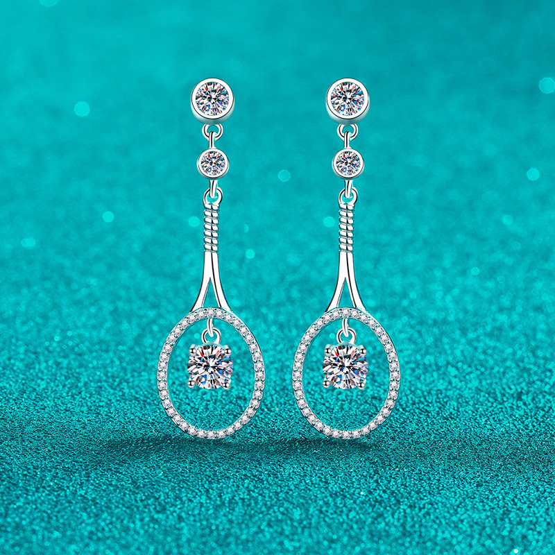 Minimalist 18k White Gold Drop Earrings for Women 1ct Moissanite Durable Platinum PT950 Backing for 