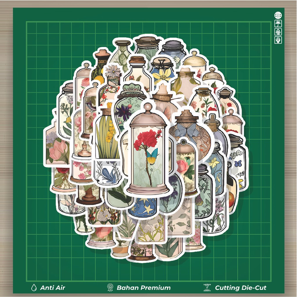 

HOT 50 PCS STIKER Stiker Creative Vas and Plant [Vas dan Tanaman Kreatif] Stiker Fashion Cars Decal Dingin Kartu Album Custom Vinyl Anti Air- Sticker Aesthetic Buku Journal Koper Casing HP Tablet Laptop Helm Motor Botol Minum