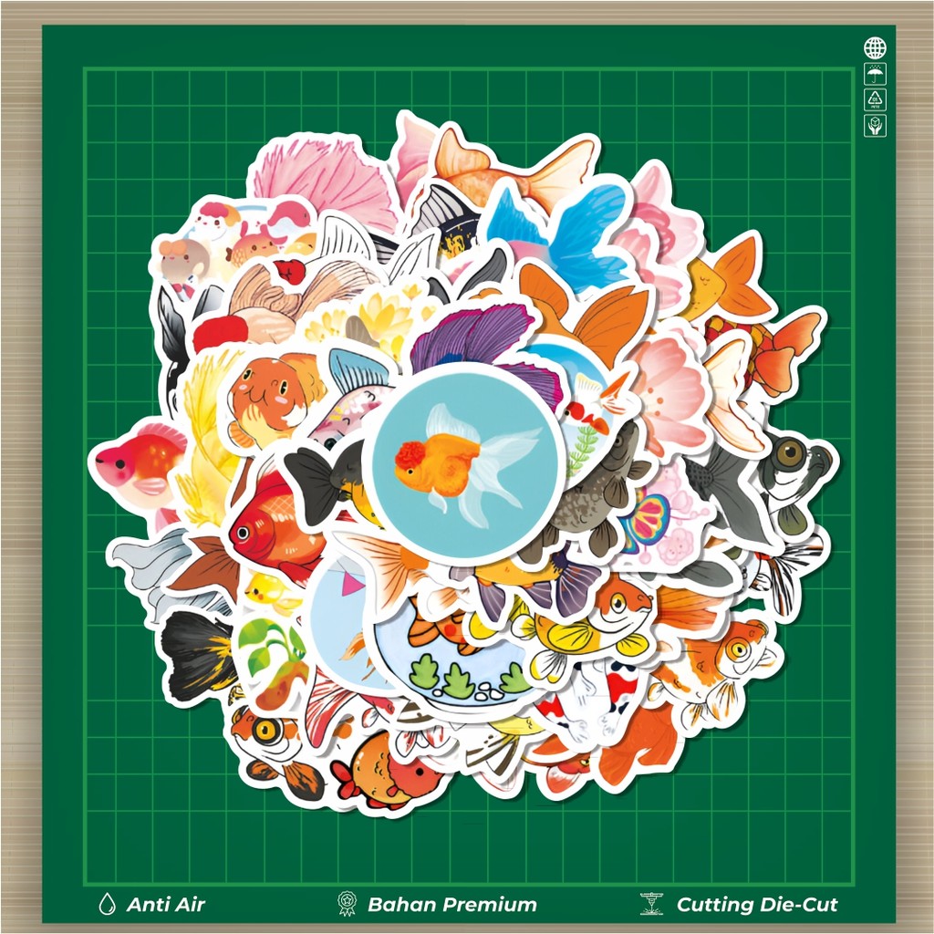 

HOT 50 PCS STIKER Stiker Cute Fish [Ikan Hias Lucu] Stiker Fashion Cars Decal Dingin Kartu Album Custom Vinyl Anti Air- Sticker Aesthetic Buku Journal Koper Casing HP Tablet Laptop Helm Motor Botol Minum