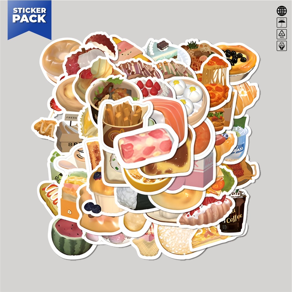 

[100PCS]Stiker Pack Stiker INS Chesee Cake Butter Toast Aesthetic Vinyl Anti Air Dekorasi Sticker Laptop Buku Journal Koper Helm Casing HP Gitar Helm Skateboard