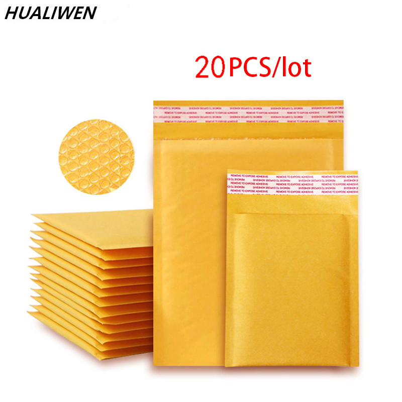 

20PCS/Lot Kraft Paper Bubble Envelopes Bags Different Specifications Mailers Padded Shipping Envelope With Bubble Mailing Bag