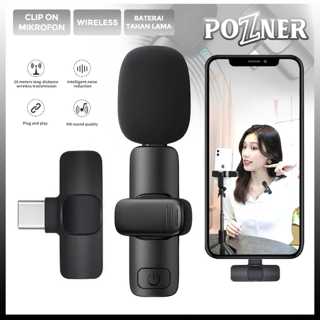 Microphone K8 Clip-On Wireless Mic USB Mic Youtube Live Vlog Type C