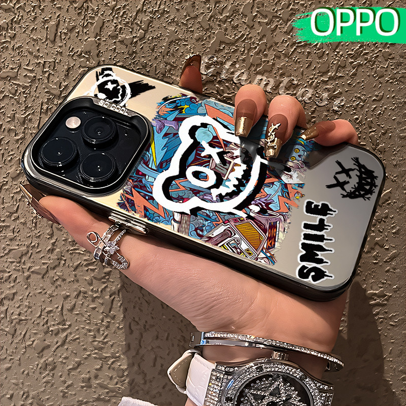 Coretan Beruang Glossy Hologram PC Case OPPO A18 A57 A16 A15 A17 A60 A3x A3s A5s A54 A53 A12 A31 A58