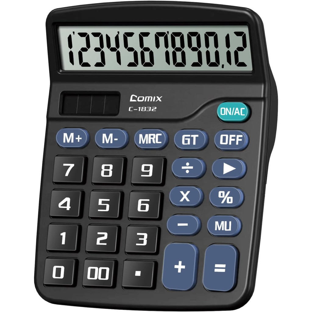 

Desktop Calculator 12 Digit with Large LCD Display and Big Button, 12 Digits Baisc Calculator, Solar Battery Dual Powered, for O