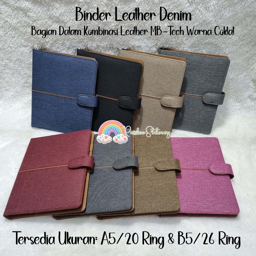 

PROMO Binder Leather Jeans/Denim Kombinasi Warna Bagian Dalam. Tersedia Ukuran A5/20holes dan B5/26holes