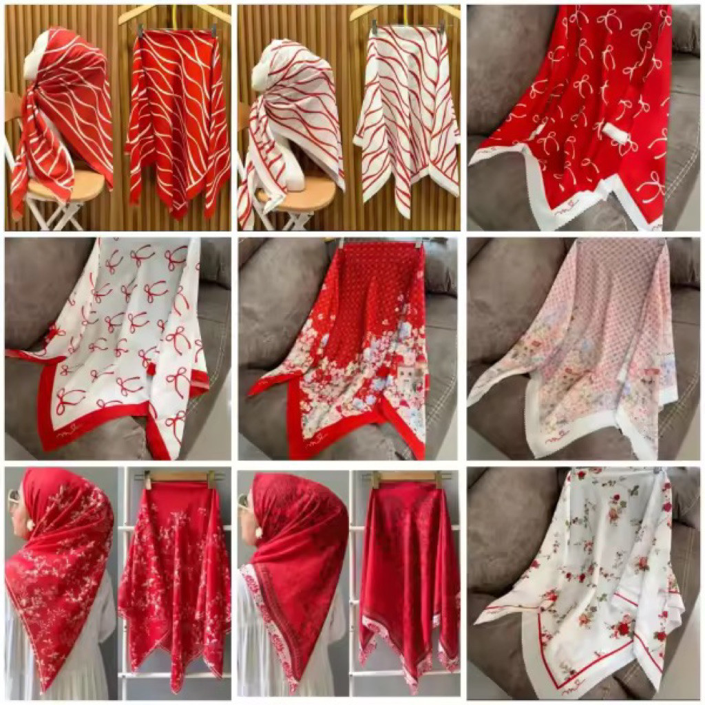 Jilbab Motif Merah Putih 17 agustus/Jilbab motif merah putih kemerdekaan/jilbab indonesia