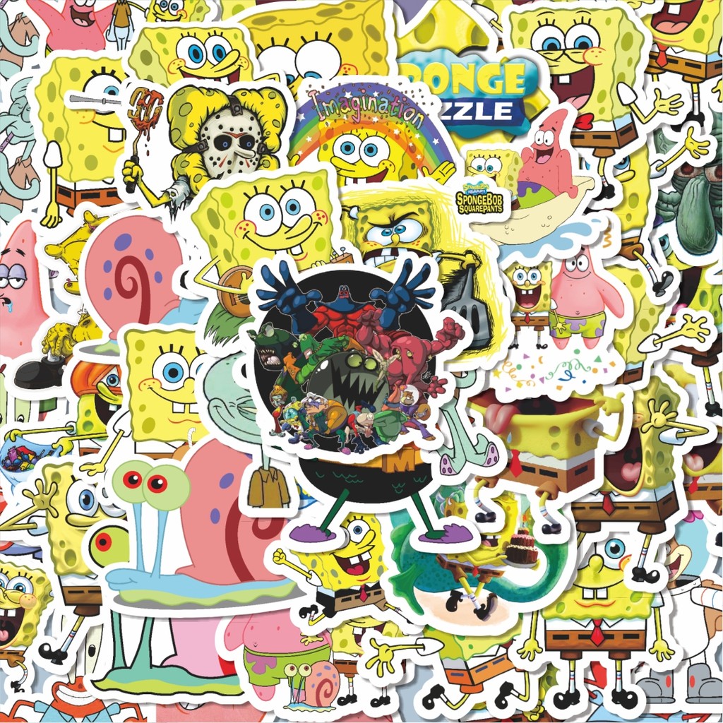 

100PCS Lucu Stiker Spongebob Squarepants Universe Series Character Mix 2 Stiker Aesthetic Stiker Anti Air Stikers Berperekat Waterproof sticker decal buat Motor Helm Buku Journal Koper Casing HP Laptop Botol Minum Hadiah anak