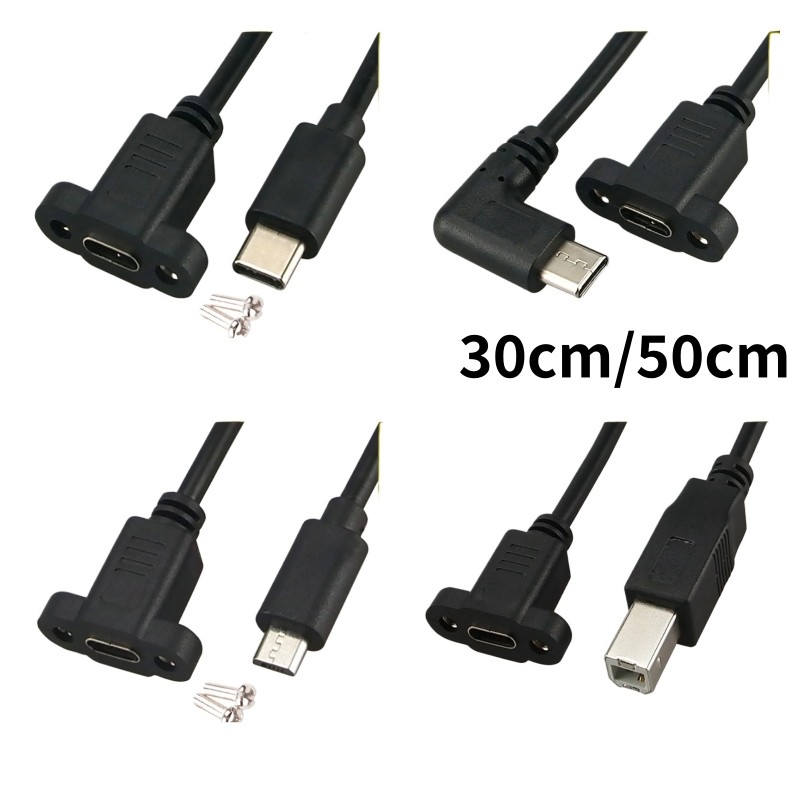 USB 3.1 Type C Mini Usb Micro Usb2.0 Printer B With Panel Mount Screw USB C Male to Female Extending