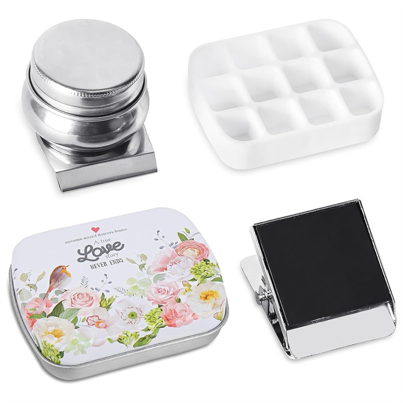 

Abcyportable Mini Tin Box,12-Well Empty Watercolor Palette,Small Paint Storage Kits With Magnetic Clip And Oil Pot
