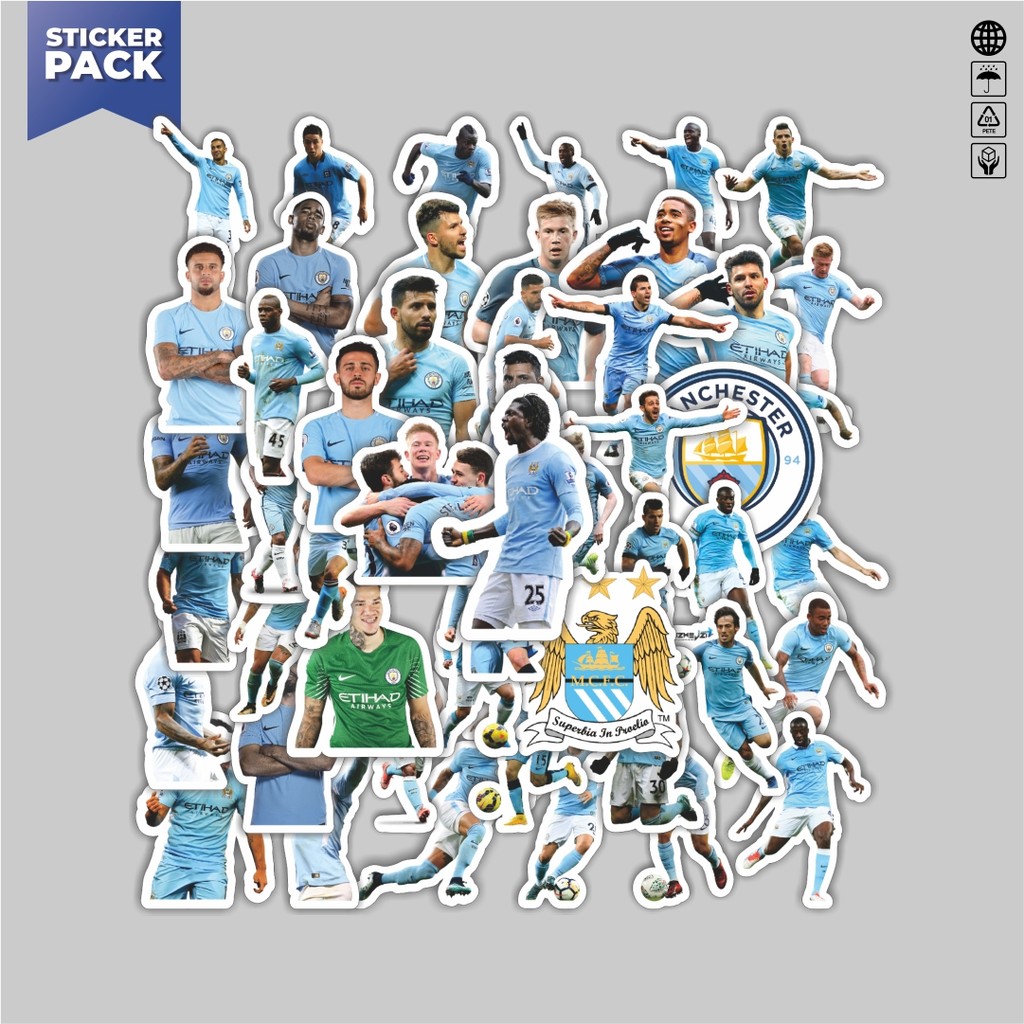 

[100PCS]Stiker Pack Stiker Football Series Manchester City Aesthetic Vinyl Anti Air Dekorasi Sticker Laptop Buku Journal Koper Helm Casing HP Gitar Helm Skateboard