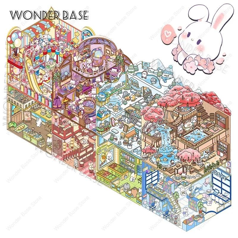 

DIY Cute Rabbit Animal 3D Landscaping Stickers Miniature Scene Cabin Scene Stacking Pasting Hand Account Gift for Kid Child