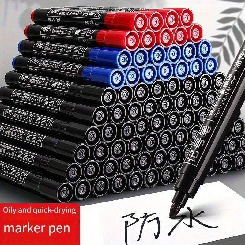 

6 Pcs Waterproof Oil-based Marker Pen Markers Black Blue Red Ink for Glass Metal Stationery Art Drawing Office School Supplies