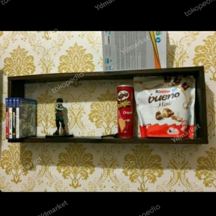 rak dinding kotak panjang kayu jati Belanda/rak dinding kotak panjang - natural