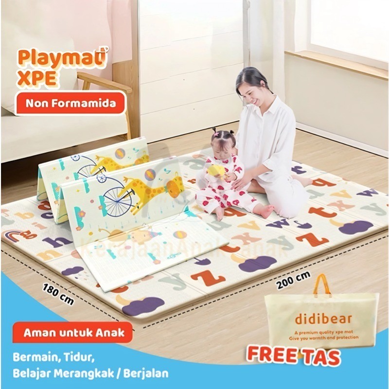 Karpet lipat bayi 180x200 cm tebal 10 mm alas busa lipat XPE
