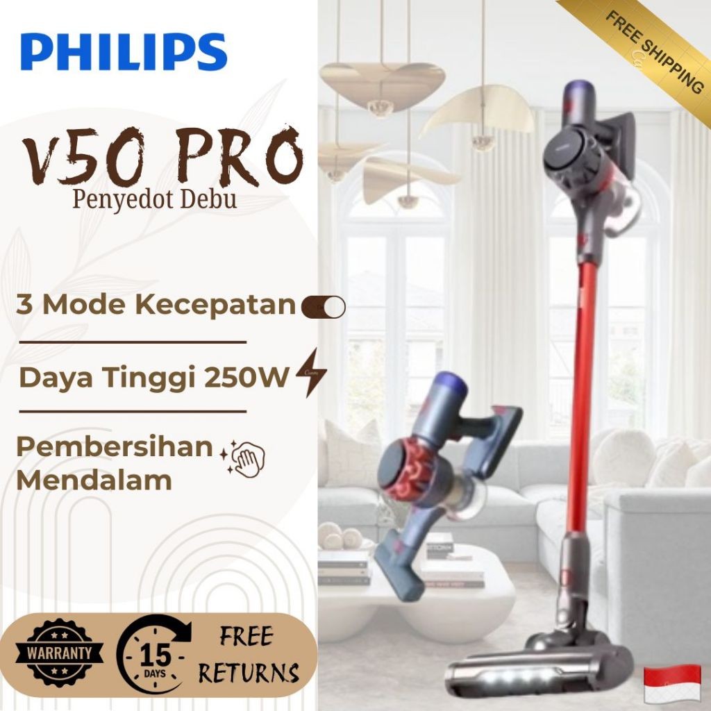PHILIPS Vacuum Cleaner Nirkabel V50 – Penyedot Debu Tanpa Kabel untuk Rumah, Kantor & Dapur