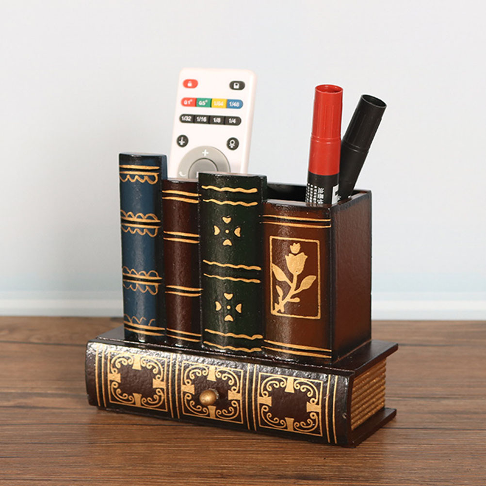 

1pc Wooden Pen Holder Stationery Storage Retro Container Brush Pot Office Desk ganizer Pencil Cup For Study Room School