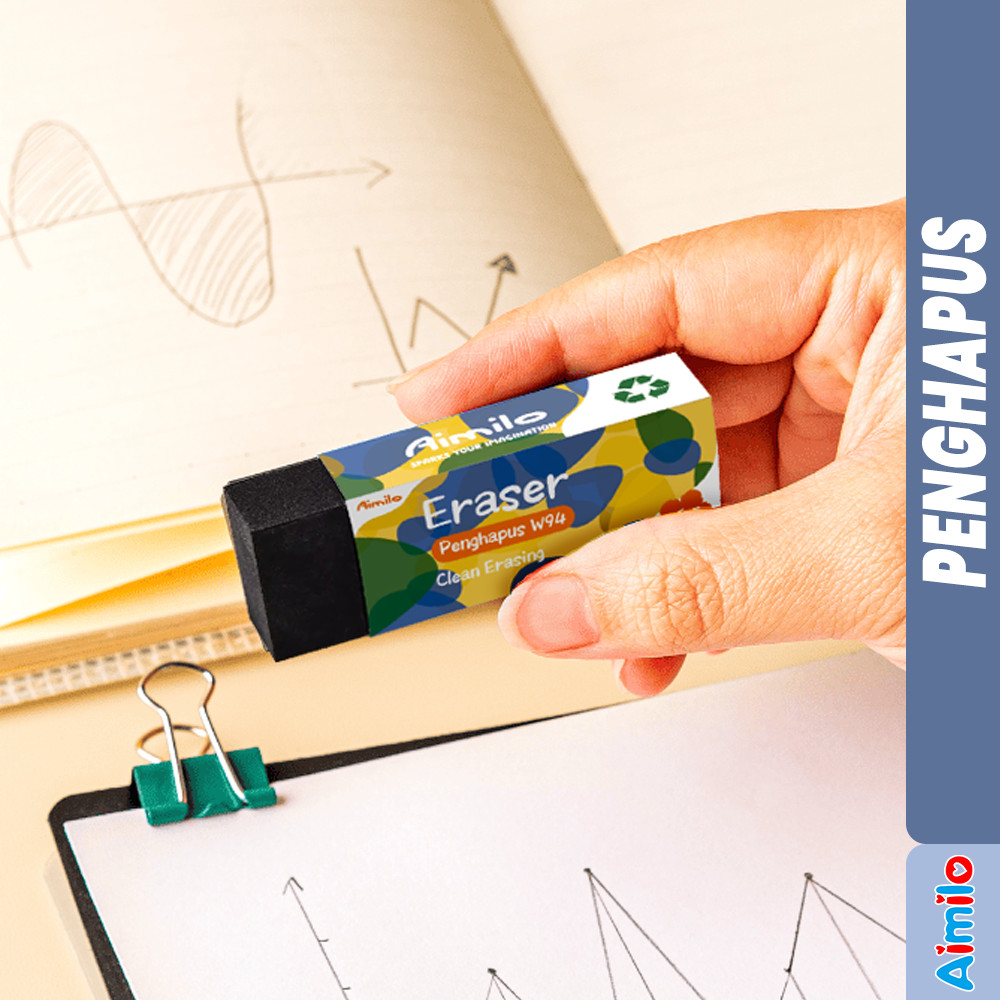 

Aimilo - Penghapus Pensil Besar Warna Hitam 1 Pcs Pencil Eraser Bebas Debu Penghapus Karet