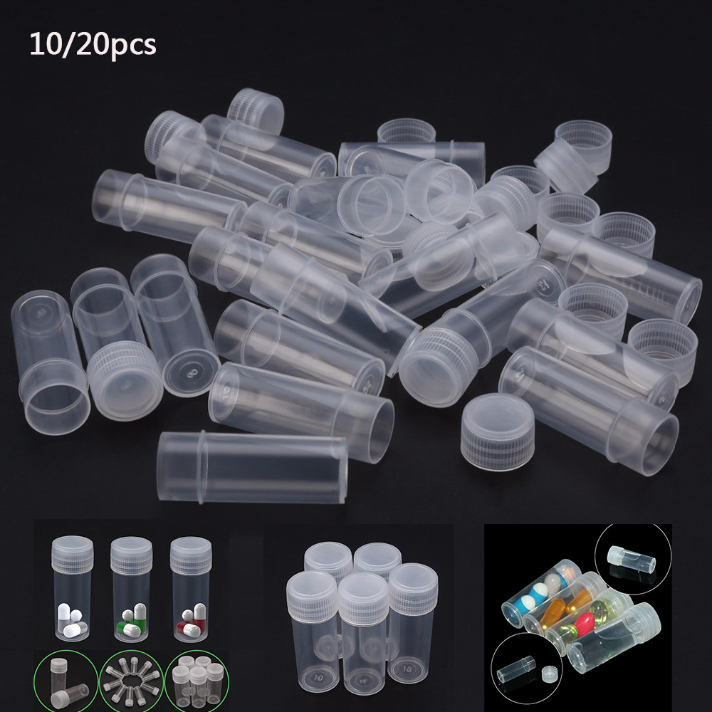 

10/20Pcs 5ml Plastic Sample Bottle Small Bottle Test Tube Mini Bottles Storage Containers White Refillable Bottle Make Up Jar