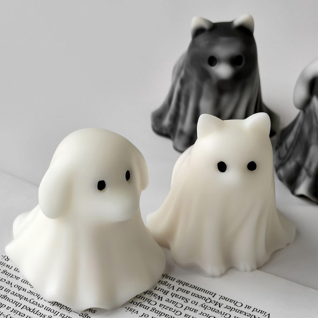 

3D Ghost Dog Cat Silicone Molds DIY Halloween Candle Crafts Plaster Resin Cast Mold Home Artwork Make Halloween Gifts