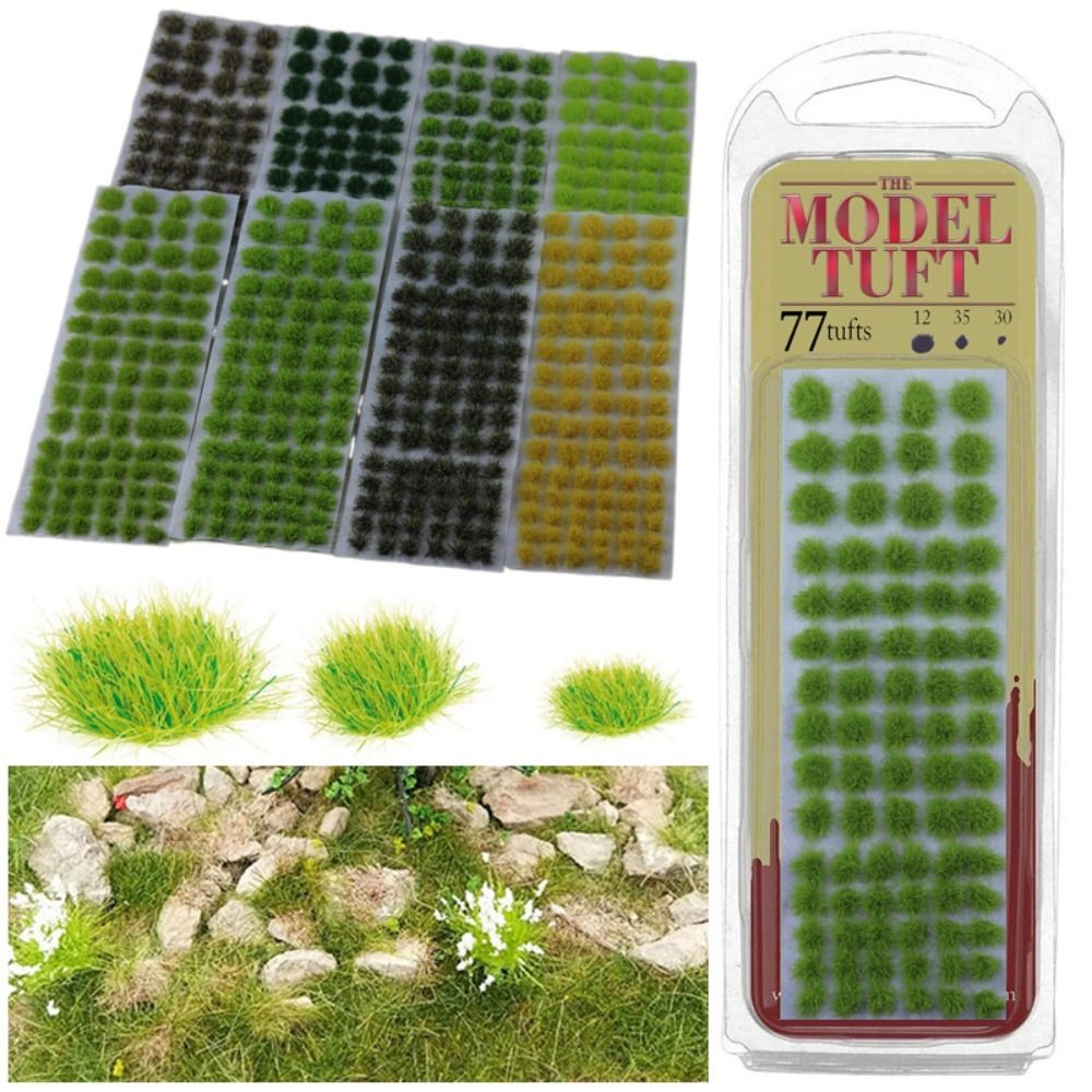 

77 PCs/Set Realistic Grass Tufts Mixed Size Self Adhesive Static Grass Railway Miniature Grass Modeling Wargaming DIY Materials