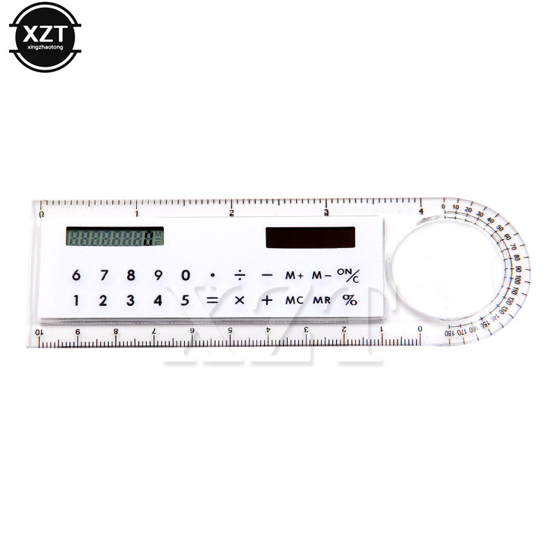 

Mini Multifunctional Solar Transparent Ruler with Scientific Calculator 3 in1 with Magnifier Student School Office Supplies