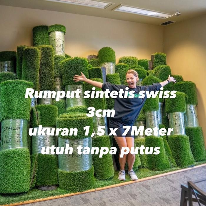 rumput sintetis swiss 3cm ukuran 1,5 x 7 meter /rumput sintetis murah /rumput sintetis indoor /rumpu
