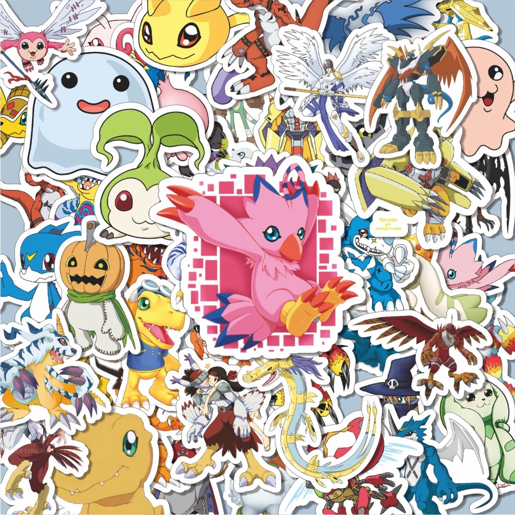 

100PCS Lucu Stiker Anime Series Digimon Character Mix 6 Stiker Aesthetic Stiker Anti Air Stikers Berperekat Waterproof sticker decal buat Motor Helm Buku Journal Koper Casing HP Laptop Botol Minum Hadiah anak