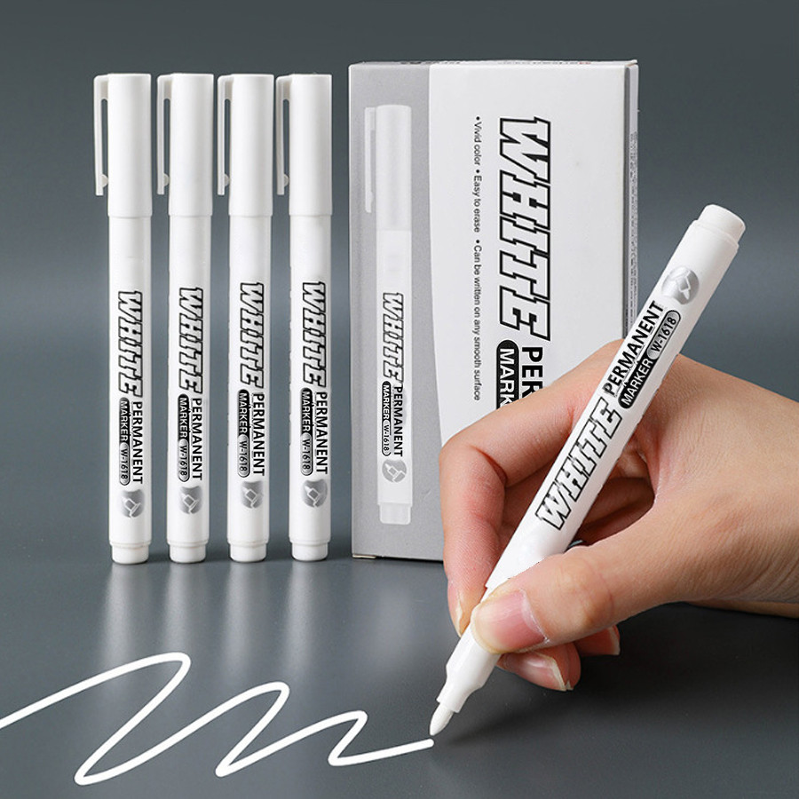 

12pcs white waterproof non-fading quick drying paint pen Thick head 1mm large oil painting pen