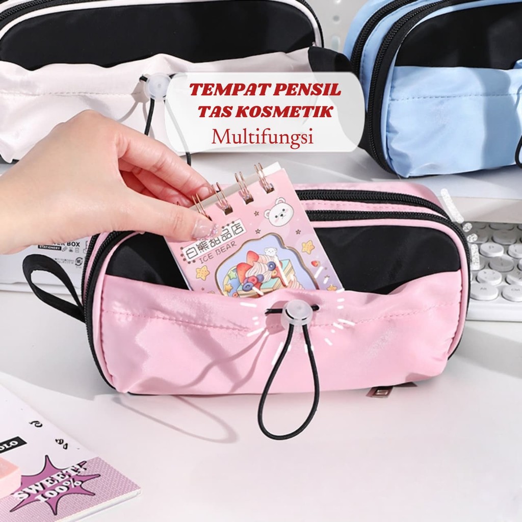 

Tempat Pensil Korea Style / Tas kosmetik / Kotak Pensil Multifungsi Waterproof/ Kotak pensil Alat Tulis Import
