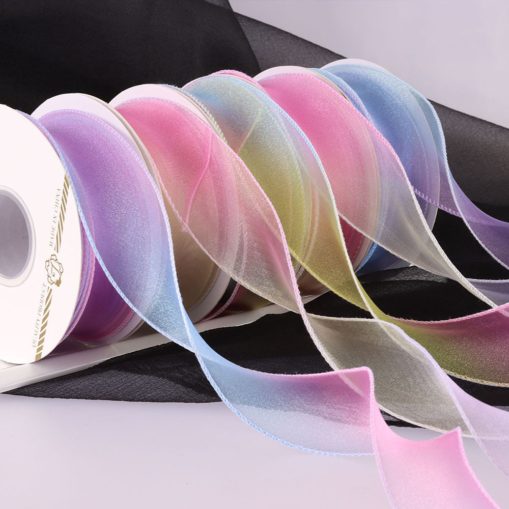 

40mm/10 Yards Colourful Gradient Fishtail Yarn Ribbon Fantasy Mesh Ribbon For Baby Shower Gift Wrapping Hair Corsages DIY Crafts