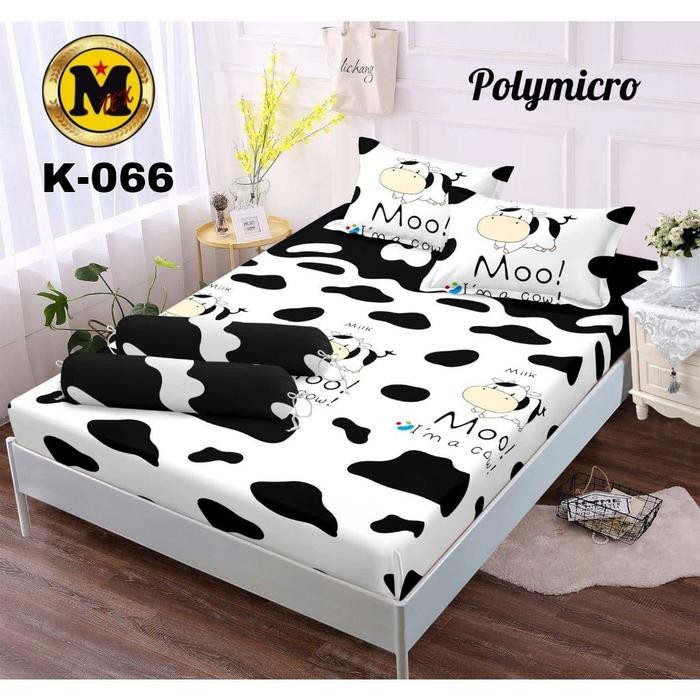 Terbaru (TERBARU) sprei set karakter motif Sapi MOO murah tebal premium ukuran 180x200 160x200 120x2