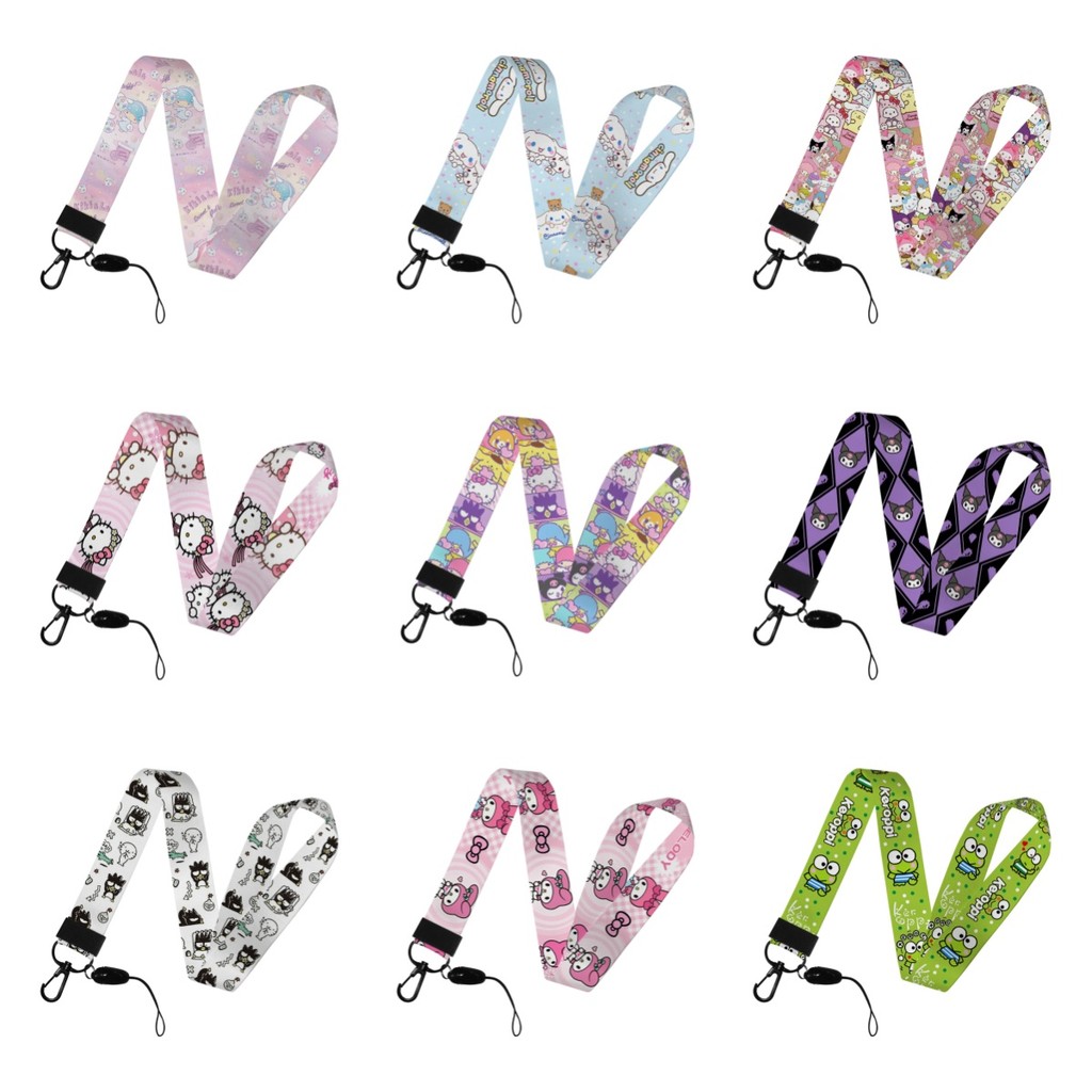

Sanrio Family Hello Kitty Cute Mobile Phone Lanyards Straps Sling Polyester Lanyards Camera ID Card Holders DIY Hang Accessories