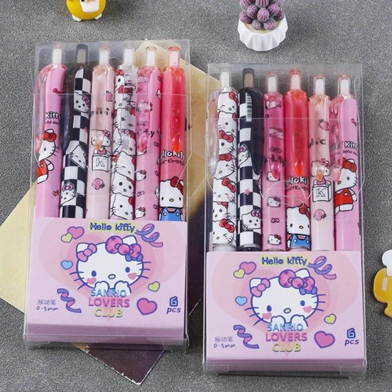 

Sanrio Hello Ktiiiy 6pcs Press The Gel Pen Cute Students Quick Spelling Writing Tool 0.5 Black Gel Pen School Stationery Gifts