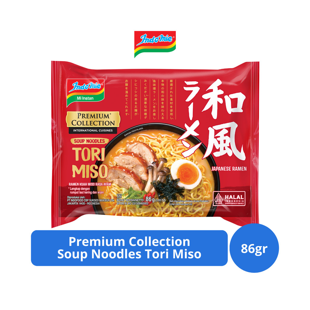 

Indomie Premium Collection Soup Noodles Tori Miso 86gr