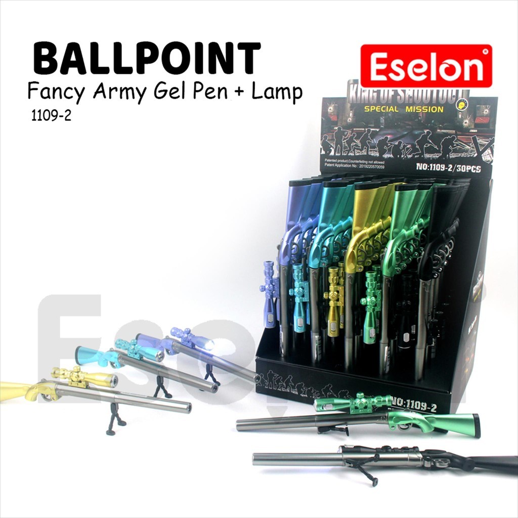 

♚1buah Ballpoint Gel Mainan Tembak + Lampu Senter 1109-2 / Pulpen Gel Unik♚