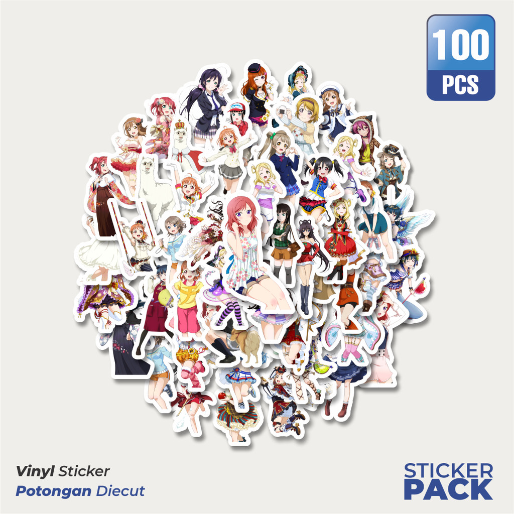 

MURAH 100 PCS Stiker Anime Series Love Live Character Mix 8 Waterproof Aesthetic- Untuk Laptop, Motor, dan Helm - Paper Stationery Pack