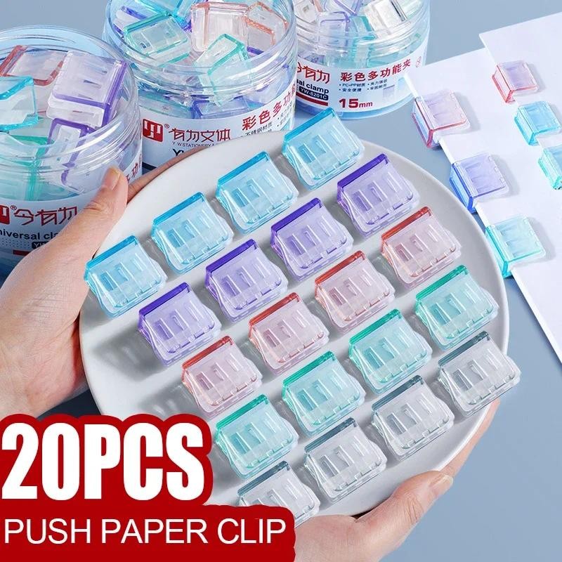 

Candy Color Transparent Push Paperclip Pusher Papers Test Files Mini Storage Clip Index Page Clamp Office Binding Stationary