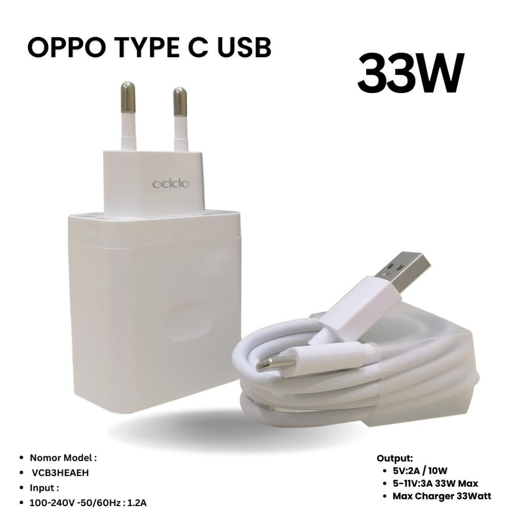 Ready Stok Charger Oppo 33W Charger Realme 33W Super Vooc Type C New